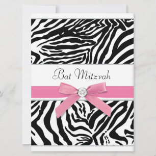 Convites Bar Mitzvah de Zebra Rosa