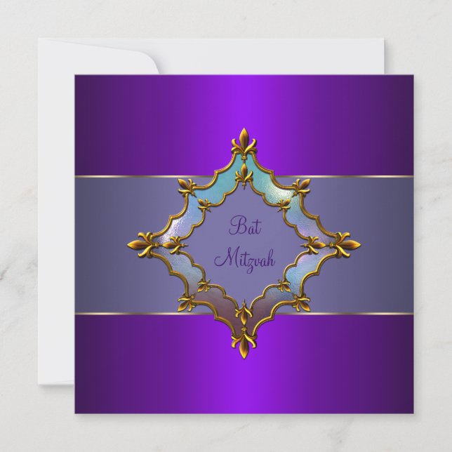 Convites Bar Mitzvah do Morcego Roxo (Frente)