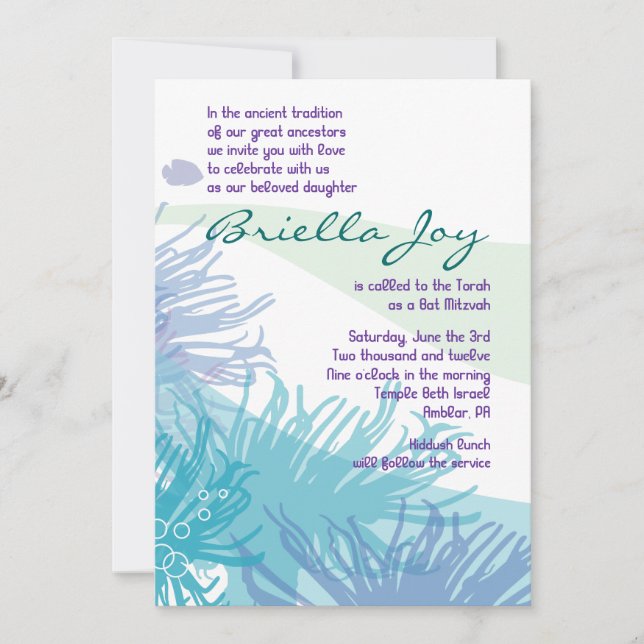 Convites Bar Mitzvah do Oceano Mar (Frente)