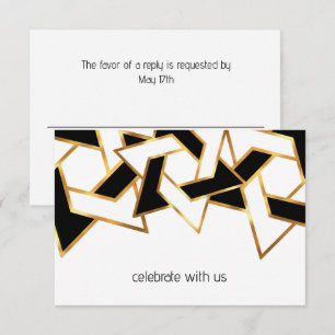 Convites Bar Mitzvah Dourada Estrela Branca de David