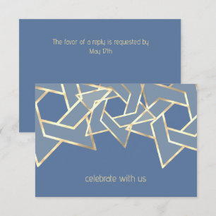 Convites Bar Mitzvah Dourada Estrela de David RSVP