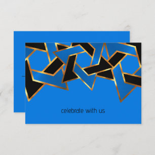 Convites Bar Mitzvah Dourada Estrela Negra Azul de David