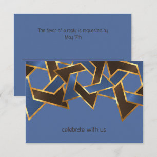 Convites Bar Mitzvah Dourado Azul Marrom Estrela de Davi RS