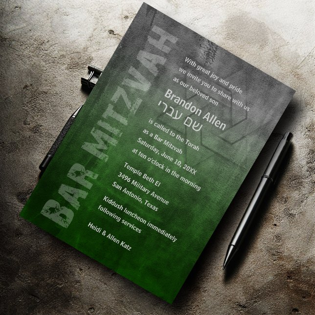 Convites Bar Mitzvah Esfregou o Verde (Criador carregado)