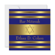 Bar Mitzvah Estrela de Davi Dourada Azul Marinho