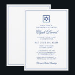 Convites Bar Mitzvah Estrela de David Elegante Clássico Azu<br><div class="desc">Composto por uma serifa elegante e uma tipografia cursiva de escrita em quadro com uma estrela de David. Este design é eterno,  clássico e elegante.

Este foi projetado por materiais de terceiros selecionados,  exclusivos para o Zazzle.

Disponível aqui:
http://www.zazzle.com/selectpartysupplies</div>