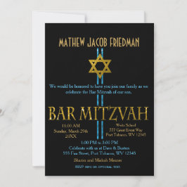 Convites Bar Mitzvah | Estrela de David | Preto