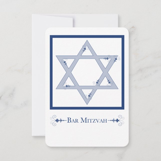 Convites bar mitzvah (estrela do david elegance) (Frente)