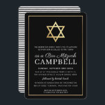 Convites BAR MITZVAH - estrela do ouro simples branco preto<br><div class="desc">por kat massard >> https://linktr.ee/simplysweetpaperie << Um design de convite moderno, simplesmente clássico, para o BAR do seu filho, Bat ou B'NAI MITZVAH TIP :: 1. Para alterar/mover gráficos e fontes e adicionar mais texto - pressione o botão "personalizar". - - - - - - - - - - -...</div>