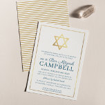 Convites BAR MITZVAH - estrela dourada - azul escuro tradic<br><div class="desc">por kat massard >> https://linktr.ee/simplysweetpaperie << Um design de convite moderno, simplesmente clássico, para o BAR do seu filho, Bat ou B'NAI MITZVAH TIP :: 1. Para alterar/mover gráficos e fontes e adicionar mais texto - pressione o botão "personalizar". - - - - - - - - - - -...</div>