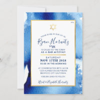 BAR MITZVAH - estrela dourada - cor azul-d-água FO
