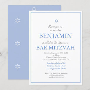 Convites Bar Mitzvah Estrela Elegante Simples de David Jude