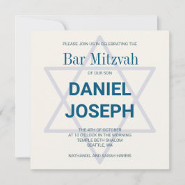 Convites Bar Mitzvah, estrela judia ao quadrado