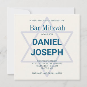 Convites Bar Mitzvah, estrela judia ao quadrado