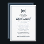 Convites Bar Mitzvah - Estrela Simples de David<br><div class="desc">Composto por uma elegante serif e uma cursiva tipografia de roteiro em um quadro com uma estrela de David.

Este foi projetado por materiais de terceiros selecionados,  exclusivos para o Zazzle.

Disponível aqui:http://www.zazzle.com/selectpartysupplies</div>