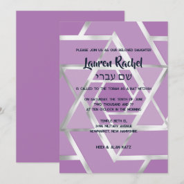 Convites Bar Mitzvah Estrelas de Davi em Camadas Qualquer C