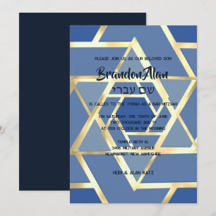 Convites Bar Mitzvah Estrelas em Camadas de David Quaisquer