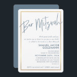 Convites BAR MITZVAH - estrutura de ouro azul simples e mod<br><div class="desc">por kat massard >> kat@simplysweetPAPERIE.com << Ame o design,  mas gostaria de ver algumas mudanças - outro esquema de cores,  produto,  adicionar uma foto ou adaptado para uma ocasião diferente - sem preocupações,  simplesmente me contacte por e-mail - estou feliz em ajudar! - - - -</div>