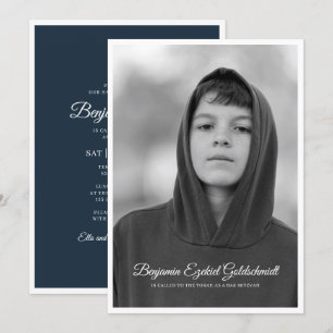 Convites Bar Mitzvah  Foto personalizada clássica e simple