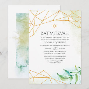 Convites Bar Mitzvah Geométrico Aquarela