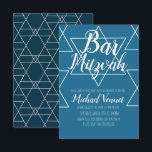 Convites Bar Mitzvah Geométrico Azul e Branco<br><div class="desc">Convites de Celebração Judaica- Convites Geométricos de Bar Mitzvah</div>