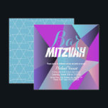 Convites Bar Mitzvah Geométrico Neon Azul e Branco<br><div class="desc">Convites de Celebração Judaica - Convites Geométricos de Bar Mitzvah</div>