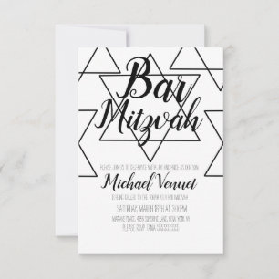Convites Bar Mitzvah Geométrico Preto e Branco