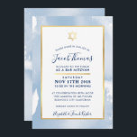 Convites BAR MITZVAH Gold Star smart blue watercolor convit<br><div class="desc">pelo kat massard >> kat@simplysweetPAPERIE.com <<< - - - - - - - - - - - - - - - - - - - - - - - - - - - - - - - - - - - - - - - - - - - - -...</div>
