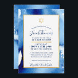 Convites BAR MITZVAH Gold Star smart blue watercolor convit<br><div class="desc">pelo kat massard >> kat@simplysweetPAPERIE.com <<< - - - - - - - - - - - - - - - - - - - - - - - - - - - - - - - - - - - - - - - - - - - - -...</div>