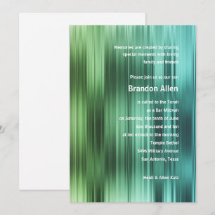 Convites Bar Mitzvah Green Blue Stripes