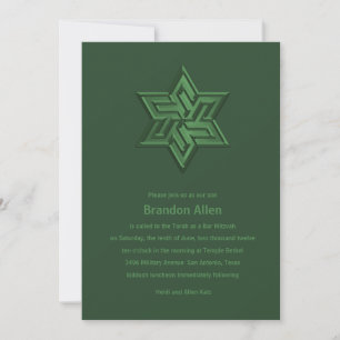 Convites Bar Mitzvah Green Tones Star de David