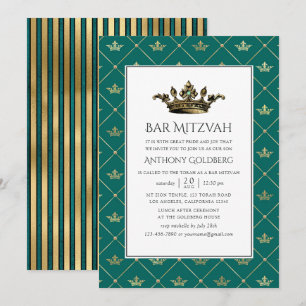 Convites Bar Mitzvah Heráldico em Azul e Dourado