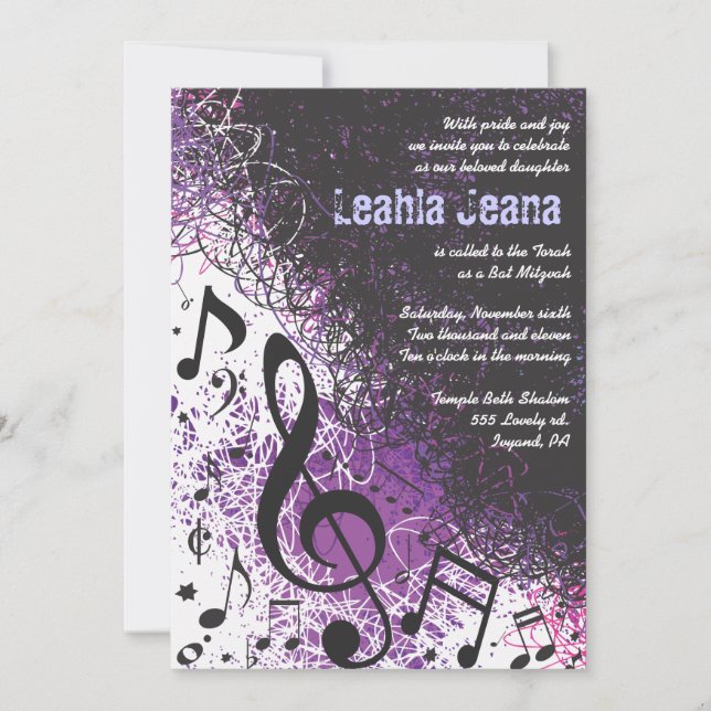 Convites Bar Mitzvah Invitation Violet (Frente)