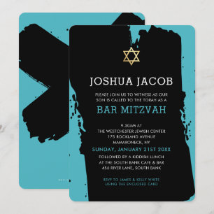 Convites BAR MITZVAH INVITE azul-turquesa moderna