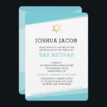 Convites BAR MITZVAH INVITE azul-turquesa simples e moderno<br><div class="desc">por kat massard >> www.simplysweetPAPERIE.com << Um design simples, mas clássico, para a celebração do BAR MITZVAH do seu filho. Uau seus amigos e família com este pequeno número;D Configuração como modelo é simples para você adicionar seus próprios detalhes, adicionar sua foto ou clicar no botão personalizar e você pode...</div>