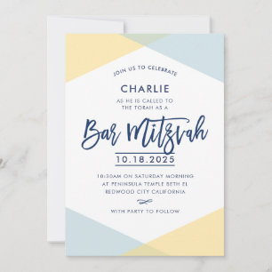 Convites BAR MITZVAH INVITE marinho amarelo- com letras man