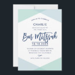 Convites BAR MITZVAH INVITE marinho azul-menta com letra ma<br><div class="desc">por kat massard >> kat@simplysweetPAPERIE.com <<< Um super legal e moderno design de convite para o BAR do seu filho MITZVAH TIP :: 1. Para alterar/mover gráficos e fontes e adicionar mais texto - pressione o botão "personalizar". - - - - - - - - - - - - -...</div>