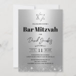 Convites Bar Mitzvah Jewish Star de David Modern Silver<br><div class="desc">Bar Mitzvah Star de David Modern Silver Convites Judeus.</div>