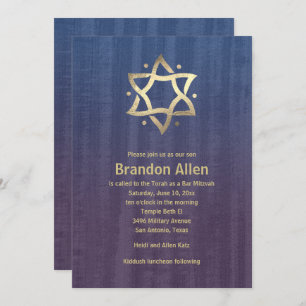 Convites Bar Mitzvah Manteve Madeira Azul Plum Dourado Estr