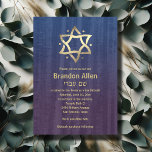 Convites Bar Mitzvah Manteve Madeira Azul Plum Dourado Estr<br><div class="desc">Conjuntos de convites para o bar Mitzvah e Bat Mitzvah desenhados por Umua. Impresso e enviado pela Zazzle ou seus parceiros.</div>