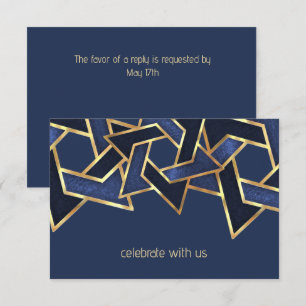 Convites Bar Mitzvah Marinho Dourado Estrela Azul de David
