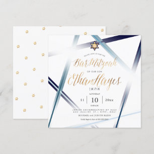 Convites Bar Mitzvah Minimalista da PixDezines, Dourado Fal