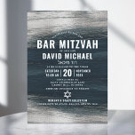 Convites Bar Mitzvah Moderna Cinza de Carvão Negrito Folha<br><div class="desc">Tenha orgulho, alegria e mostre este marco do seu Bar favorito Mitzvah! Enviar este convite legal, único, moderno e personalizado para um evento que se lembre. Traços de pincel de folha prateada metálicos e Estrela de David, juntamente com tipografia branca e ousada, sobrepõem um rico e escuro fundo de tinta...</div>