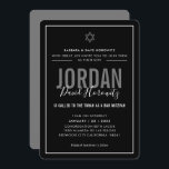 Convites BAR MITZVAH moderno astro rapaz preto branco simpl<br><div class="desc">por kat massard >> kat@simplysweetPAPERIE.com << CONTACT ME para texto personalizado ou para adicionar quaisquer linhas em Hebraico Ame o design, mas gostaria de ver algumas mudanças - outro esquema de cores, produto, adicionar uma foto ou adaptado para uma ocasião diferente - sem preocupações me contate - estou feliz em...</div>
