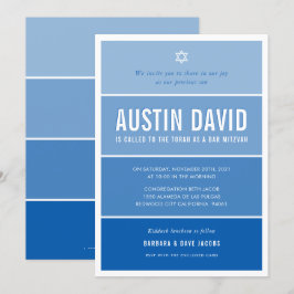 Convites BAR MITZVAH moderno gradiente ombre legal azul rea