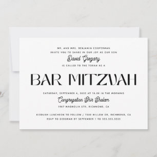 Convites Bar Mitzvah Moderno Judaico Minimalista Elegante