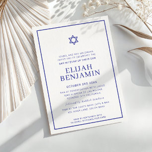 Convites BAR MITZVAH moderno minimal estrela fronteira azul