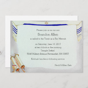 Convites Bar Mitzvah Motifs em Watercolor