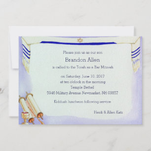 Convites Bar Mitzvah Motifs em Watercolor