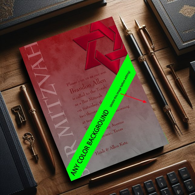 Convites Bar Mitzvah Na moda da Estrela Vermelha de David O (Criador carregado)